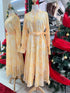 Elegant European Style Floral Stand Collar Long Sleeve Maxi Dress